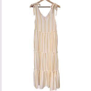 Label of Love Summer Maxi Dress Womens Large Yellow Striped